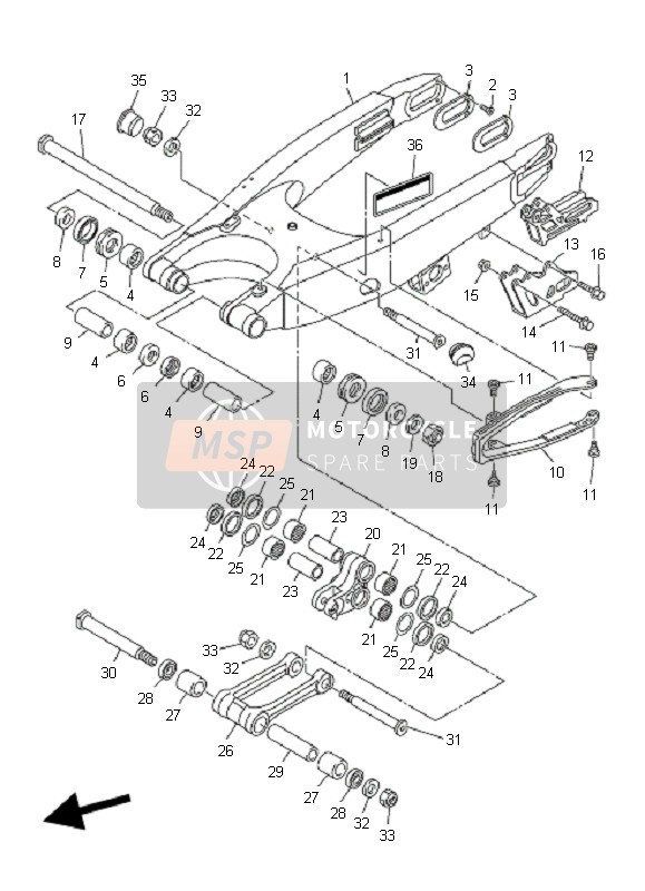 Yamaha WR250F 2008 Rear Arm for a 2008 Yamaha WR250F