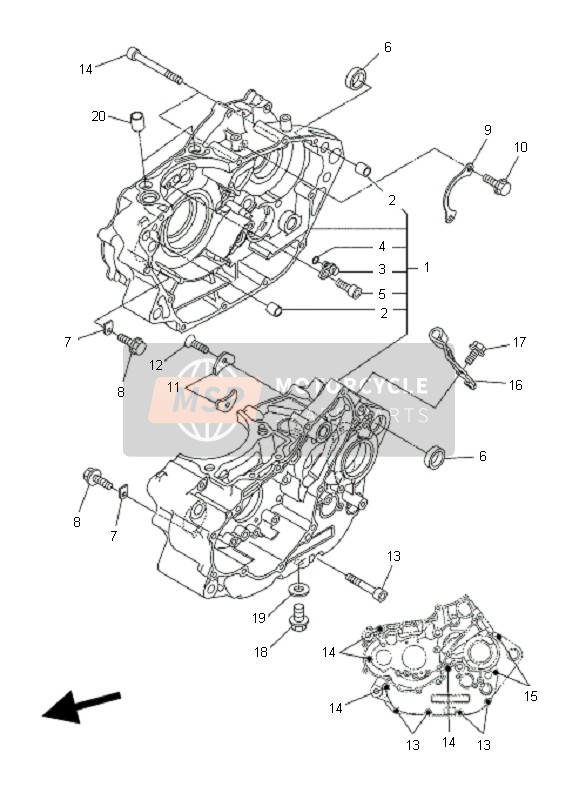 Yamaha WR250R 2008 Crankcase for a 2008 Yamaha WR250R