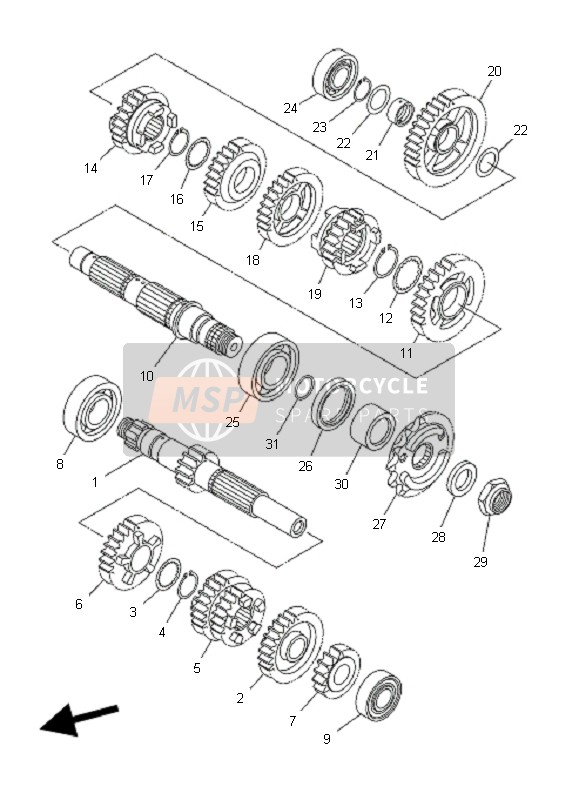 Yamaha WR250R 2008 Transmission for a 2008 Yamaha WR250R