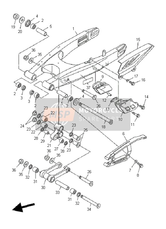 3D7221101000, Achterarm Comp., Yamaha, 0