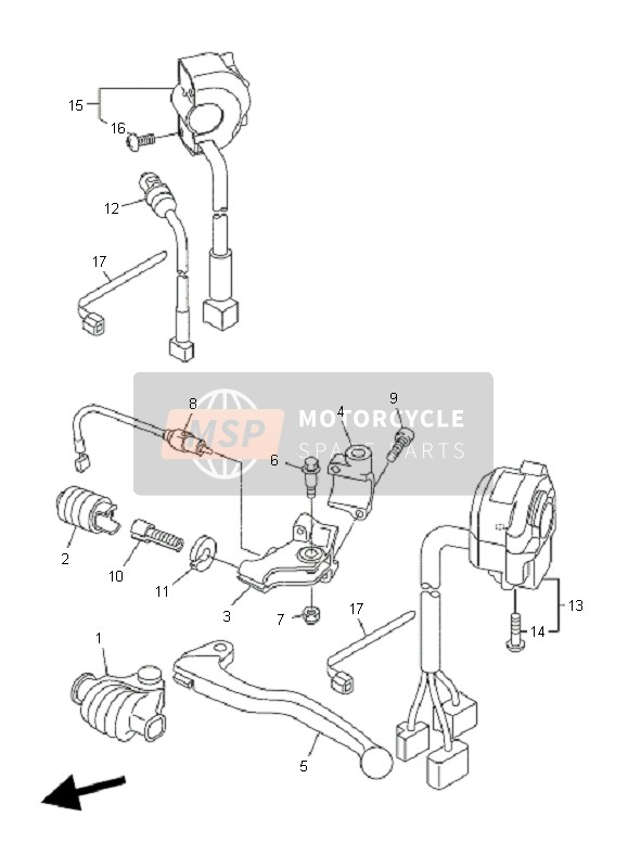 Yamaha WR250R 2008 Interruptor de manija & Palanca para un 2008 Yamaha WR250R