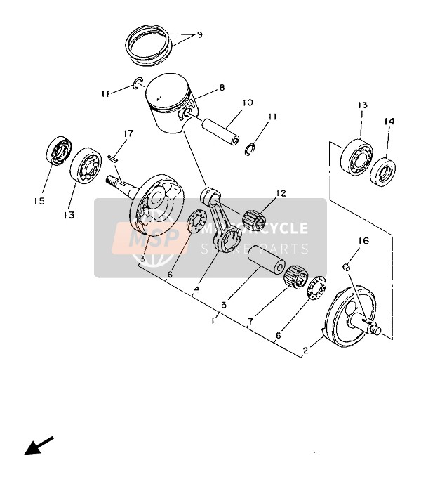 Yamaha IT200 1986 Crankshaft & Piston for a 1986 Yamaha IT200