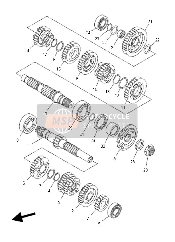 Yamaha WR250X 2008 Transmission for a 2008 Yamaha WR250X