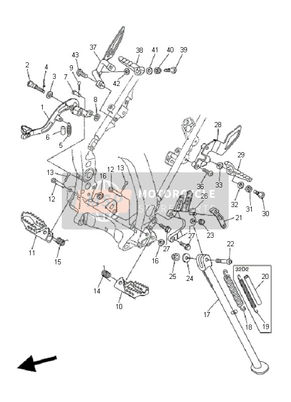 3D7273111200, Zijstandaard, Yamaha, 0