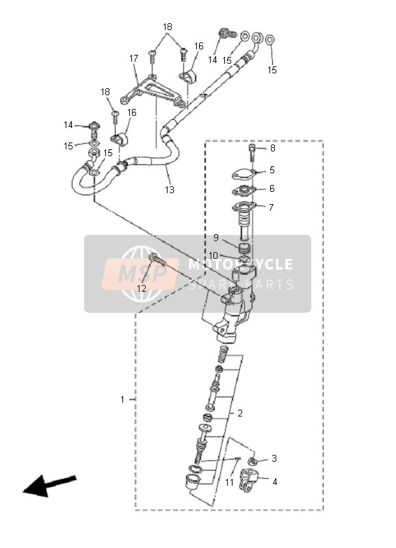 Yamaha WR250X 2008 Rear Master Cylinder for a 2008 Yamaha WR250X