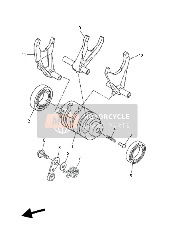 Yamaha WR450F 2008 Leva de cambio & Tenedor para un 2008 Yamaha WR450F