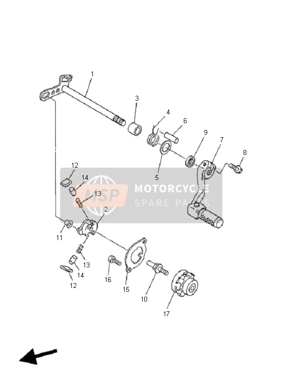 Yamaha WR450F 2008 Arbre de changement de vitesse pour un 2008 Yamaha WR450F