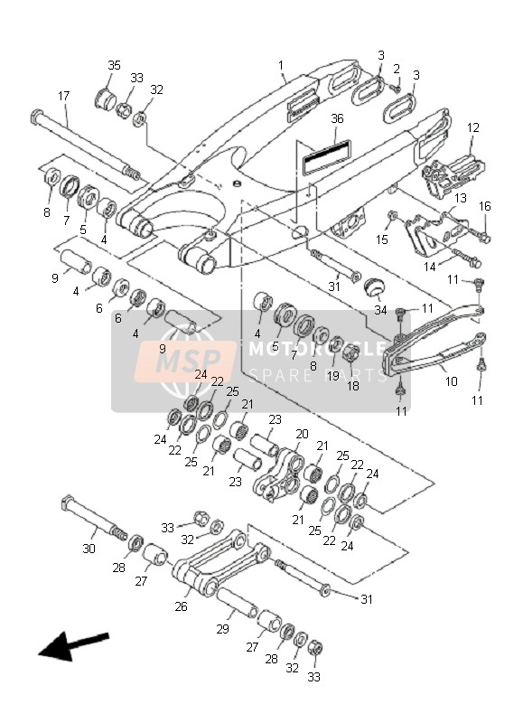 Yamaha WR450F 2008 Rear Arm for a 2008 Yamaha WR450F