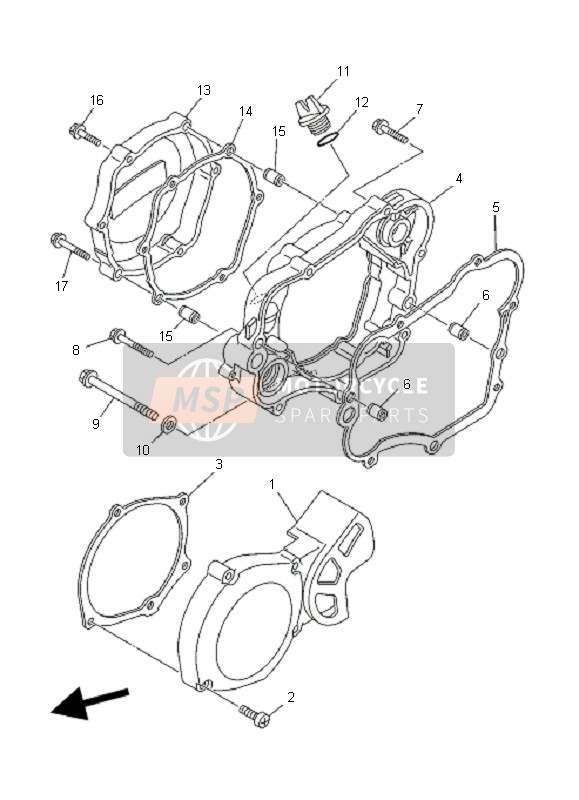 Yamaha YZ85 SW & LW 2008 Crankcase Cover 1 for a 2008 Yamaha YZ85 SW & LW