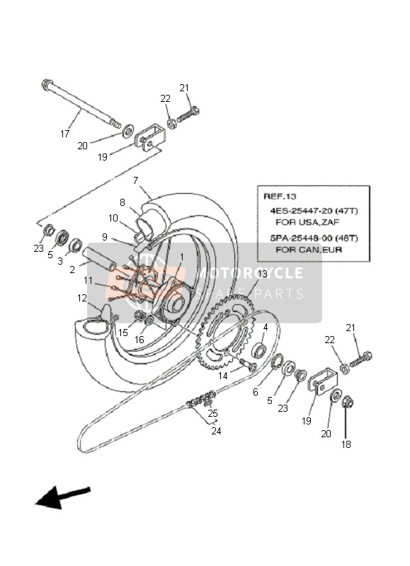 Yamaha YZ85 SW & LW 2008 Rear Wheel for a 2008 Yamaha YZ85 SW & LW