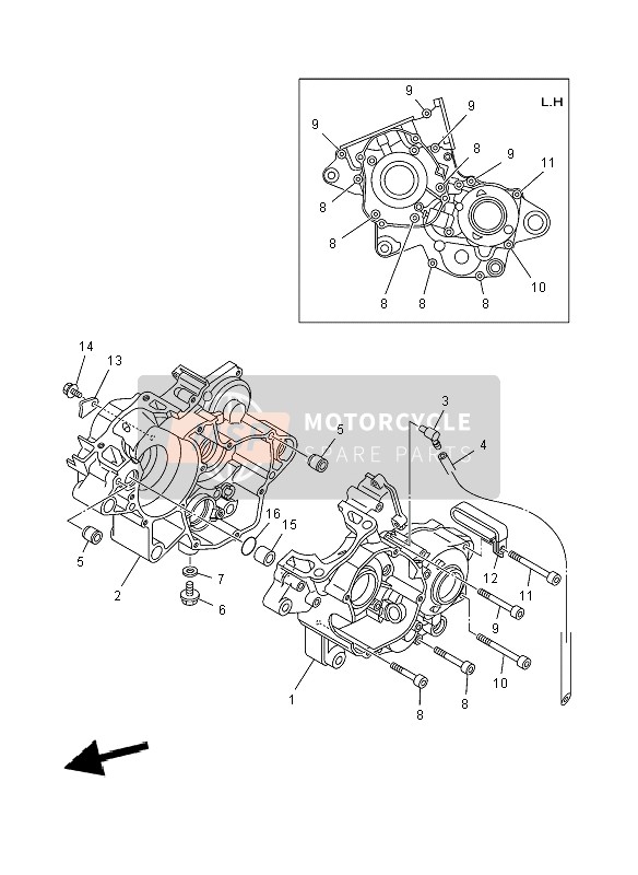 Yamaha YZ125 2008 KURBELGEHÄUSE für ein 2008 Yamaha YZ125