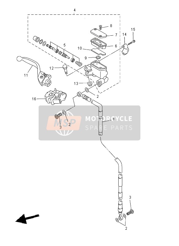 Yamaha YZ250 2008 Maître-cylindre avant pour un 2008 Yamaha YZ250