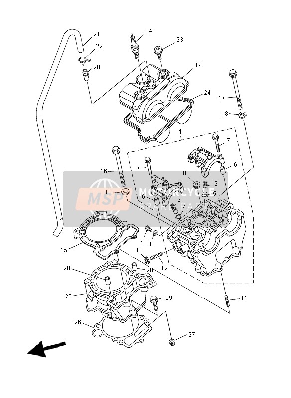 Yamaha YZ250F 2008 Cylindre pour un 2008 Yamaha YZ250F