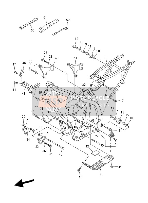 5XC21190L000, Achterframe Comp., Yamaha, 0