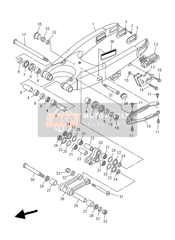 Yamaha YZ250F 2008 Rear Arm for a 2008 Yamaha YZ250F