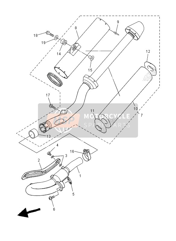 Yamaha YZ450F 2008 Exhaust for a 2008 Yamaha YZ450F