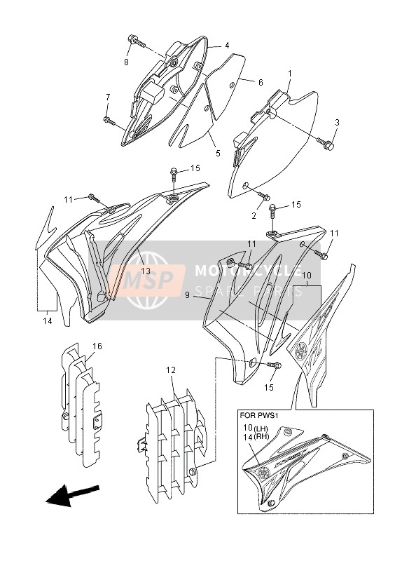 5XC217409000, Convogliatore Dx.        Yz/wr, Yamaha, 1