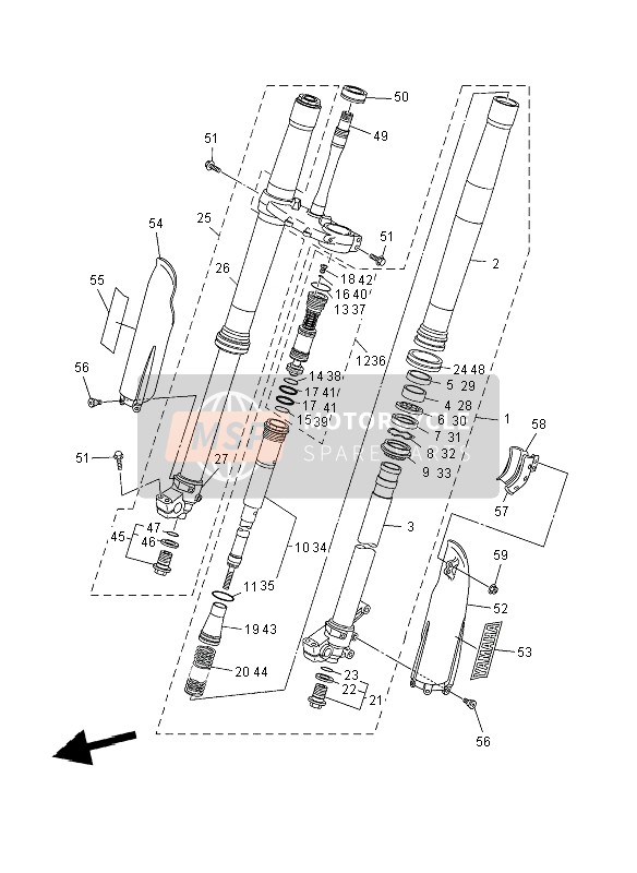 Yamaha YZ450F 2008 Forcella anteriore per un 2008 Yamaha YZ450F