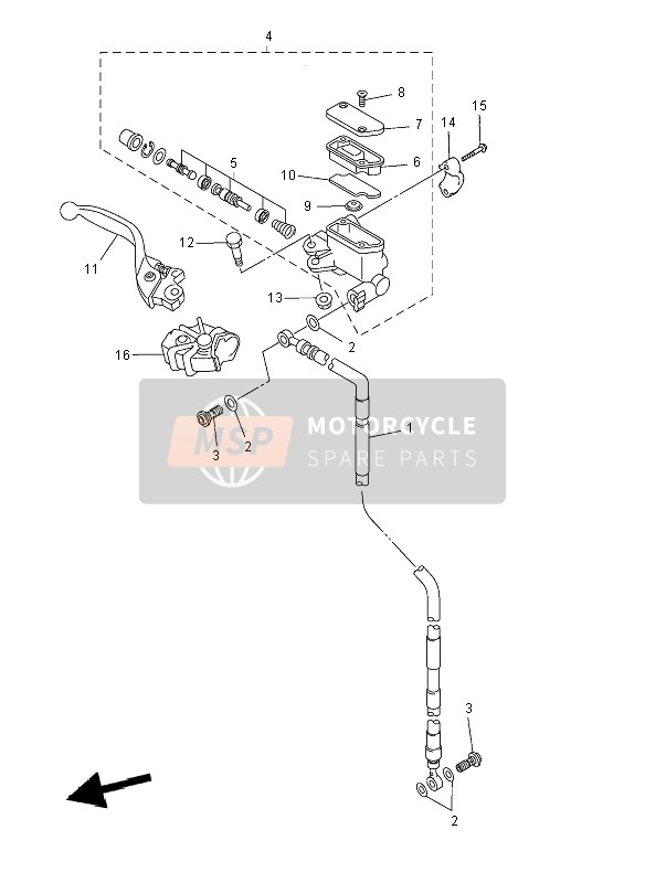 Yamaha YZ450F 2008 Front Master Cylinder for a 2008 Yamaha YZ450F