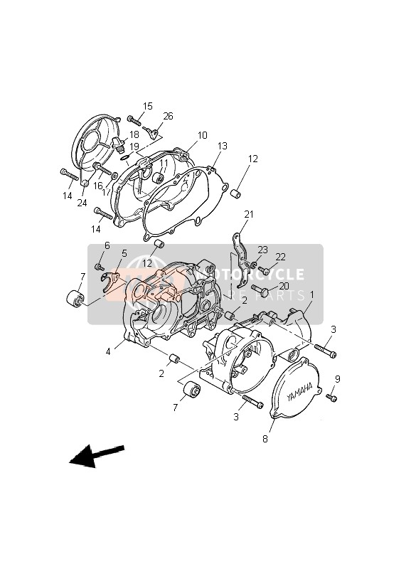 Yamaha PW50 2009 Crankcase for a 2009 Yamaha PW50