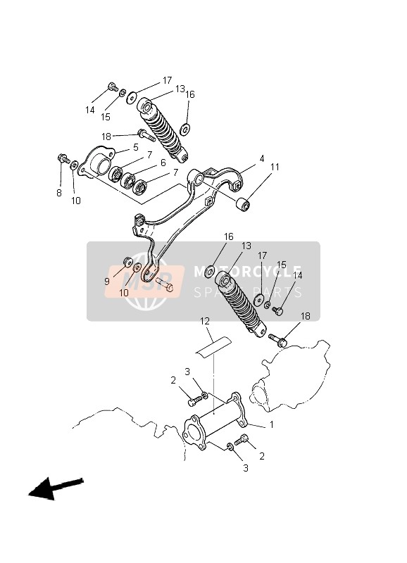 Yamaha PW50 2009 Brazo trasero & Suspensión para un 2009 Yamaha PW50