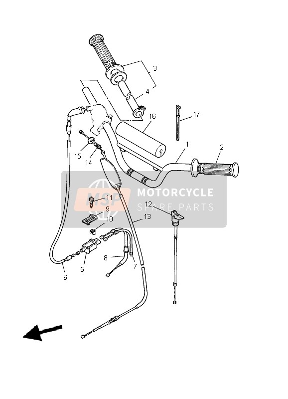 Yamaha PW80 2009 Maniglia dello sterzo & Cavo per un 2009 Yamaha PW80