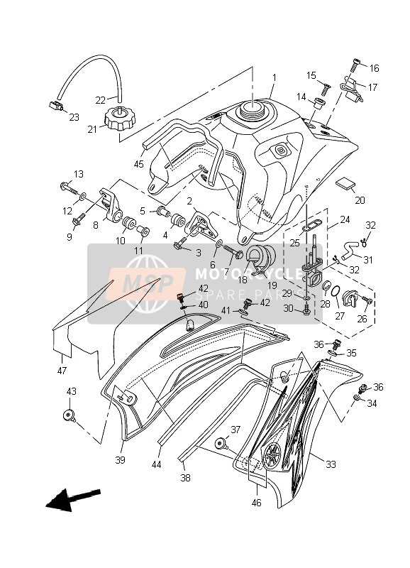 Yamaha TT-R125 SW & LW 2009 TANK für ein 2009 Yamaha TT-R125 SW & LW