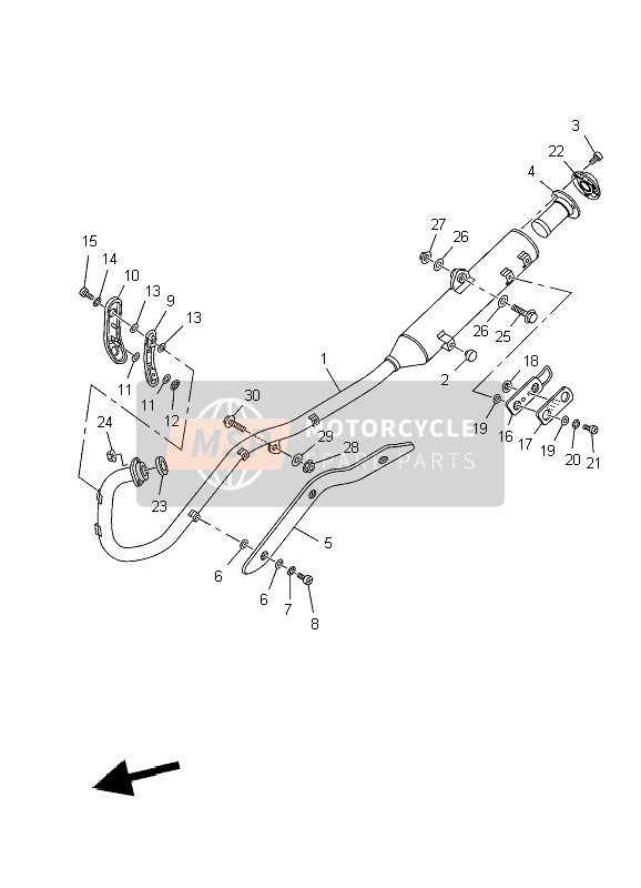 Yamaha TT-R125E SW & LW 2009 Échappement pour un 2009 Yamaha TT-R125E SW & LW