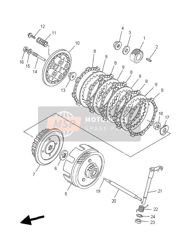 Yamaha TT-R125E SW & LW 2009 Embrague para un 2009 Yamaha TT-R125E SW & LW