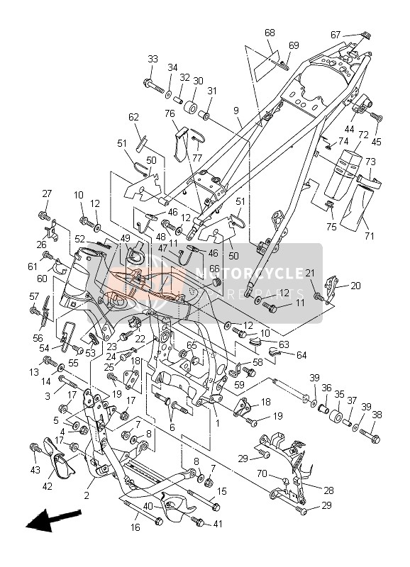 Yamaha WR250R 2009 Frame for a 2009 Yamaha WR250R