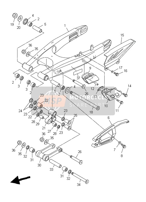 Yamaha WR250R 2009 Rear Arm for a 2009 Yamaha WR250R