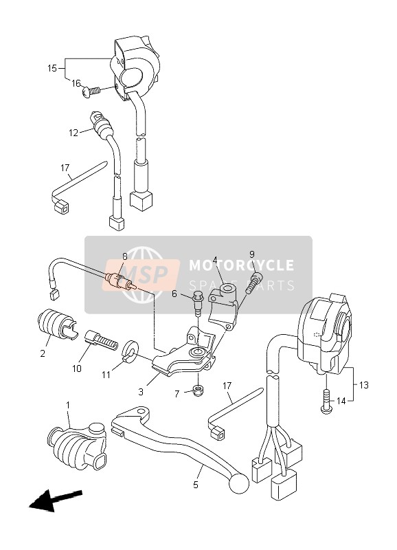 Yamaha WR250R 2009 HANDSCHALTER & HEBEL für ein 2009 Yamaha WR250R