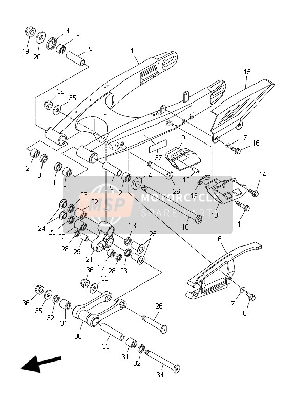 Yamaha WR250X 2009 Rear Arm for a 2009 Yamaha WR250X