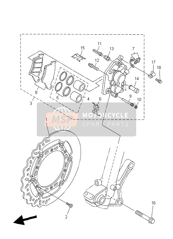 Yamaha WR450F 2009 Pinza freno anteriore per un 2009 Yamaha WR450F