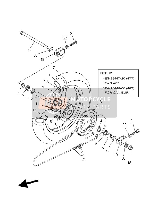 Yamaha YZ85 SW & LW 2009 Roue arrière pour un 2009 Yamaha YZ85 SW & LW