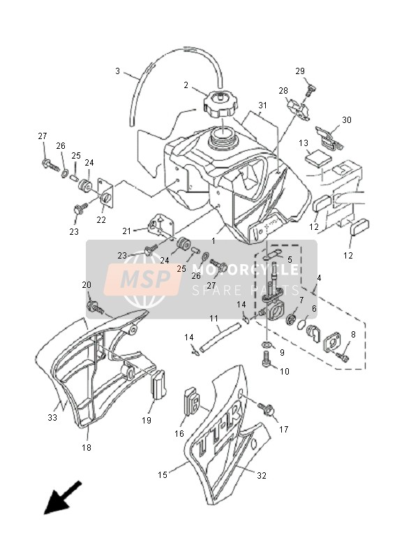 Yamaha TT-R90-N 2001 Réservoir d'essence pour un 2001 Yamaha TT-R90-N