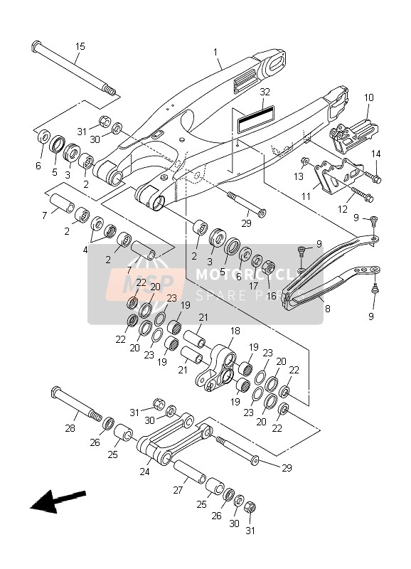 Yamaha YZ450F 2009 Rear Arm for a 2009 Yamaha YZ450F