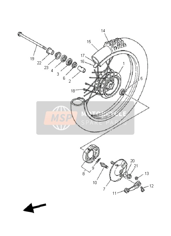 Yamaha PW80 2010 Ruota anteriore per un 2010 Yamaha PW80