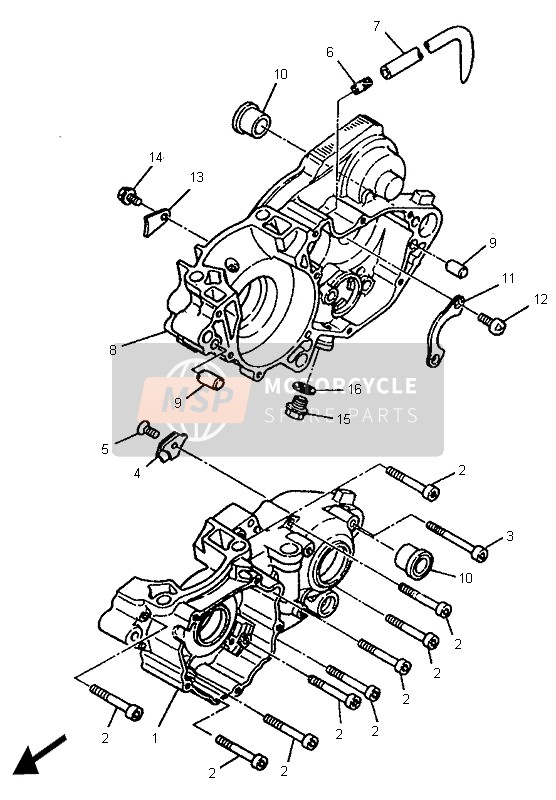 Yamaha WR250Z 1995 Crankcase for a 1995 Yamaha WR250Z