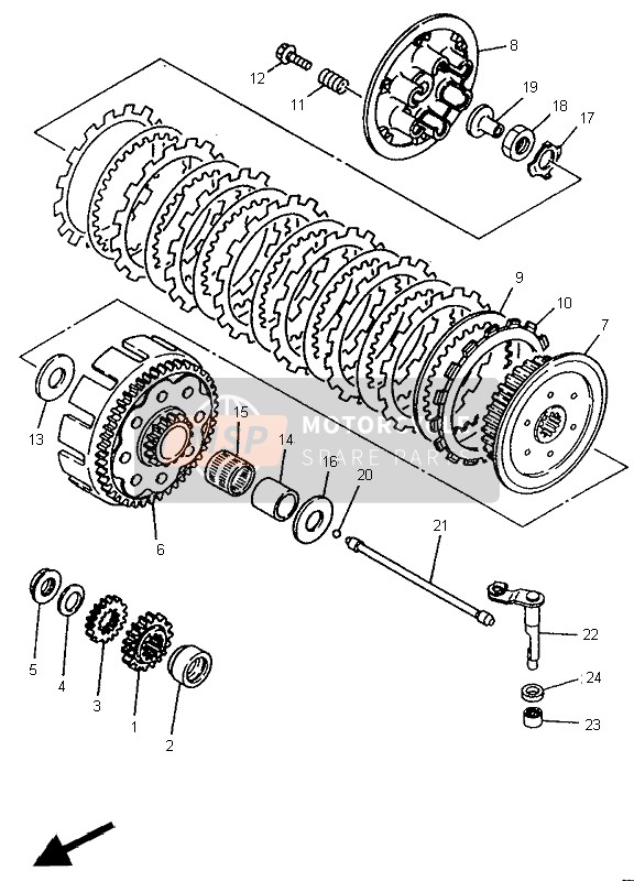 Yamaha WR250Z 1995 Clutch for a 1995 Yamaha WR250Z