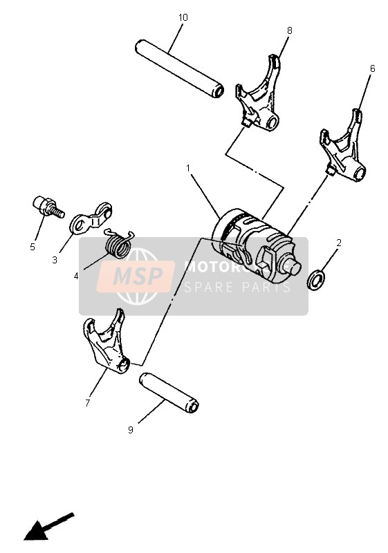 Yamaha WR250Z 1995 Shift Cam & Fourchette pour un 1995 Yamaha WR250Z