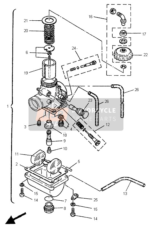 Yamaha YZ80LC 1995 Carburettor for a 1995 Yamaha YZ80LC