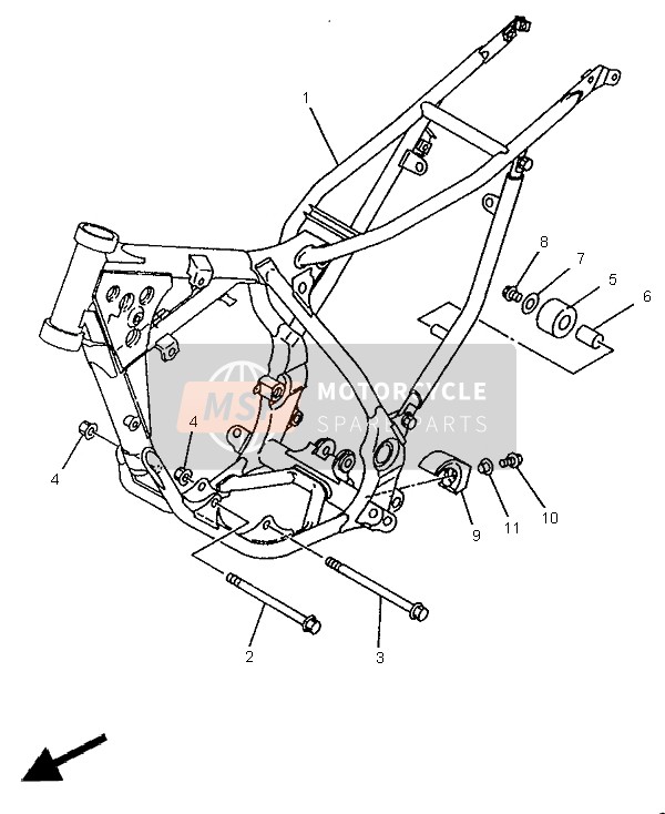 Yamaha YZ80LC 1995 Frame voor een 1995 Yamaha YZ80LC