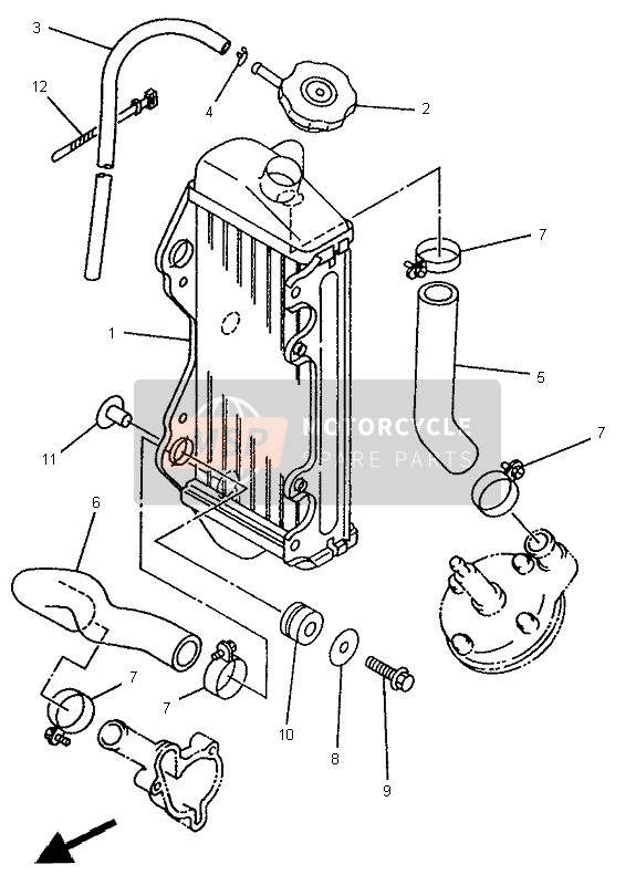 Yamaha YZ80LW 1995 Radiateur & Tuyau pour un 1995 Yamaha YZ80LW