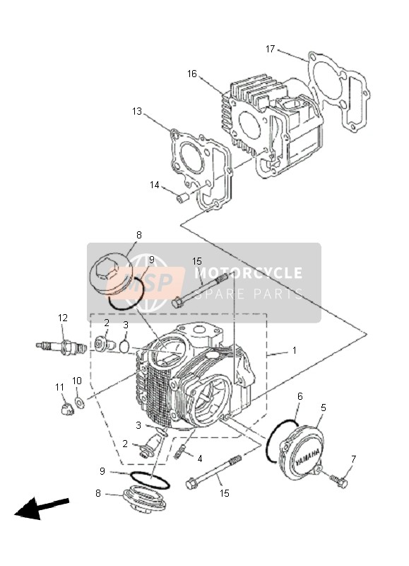 Yamaha TT-R50E 2010 Cylinder Head for a 2010 Yamaha TT-R50E