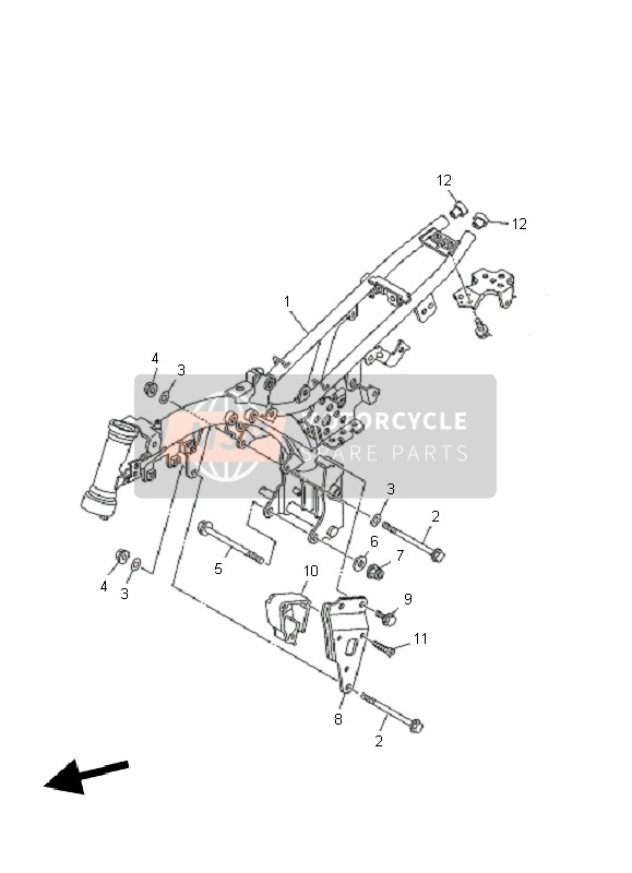 Yamaha TT-R50E 2010 Frame for a 2010 Yamaha TT-R50E