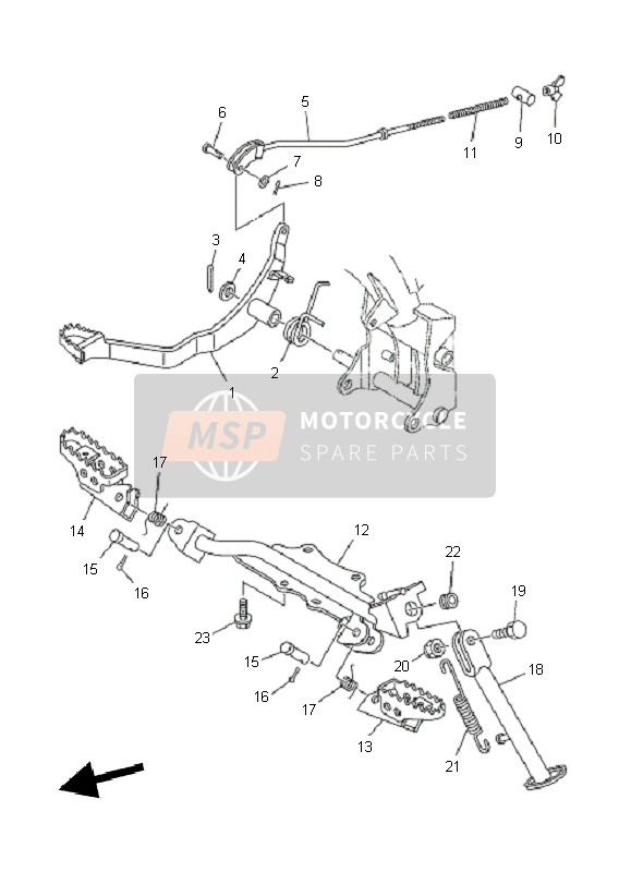 Yamaha TT-R50E 2010 Estar & Reposapiés para un 2010 Yamaha TT-R50E