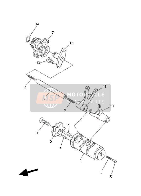 Yamaha TT-R110E 2010 Leva de cambio & Tenedor para un 2010 Yamaha TT-R110E