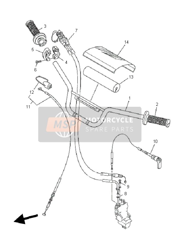 Yamaha TT-R110E 2010 Manija de dirección & Cable para un 2010 Yamaha TT-R110E