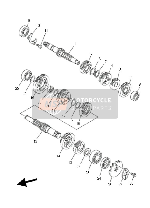 Yamaha TT-R125 SW & LW 2010 Transmisión para un 2010 Yamaha TT-R125 SW & LW